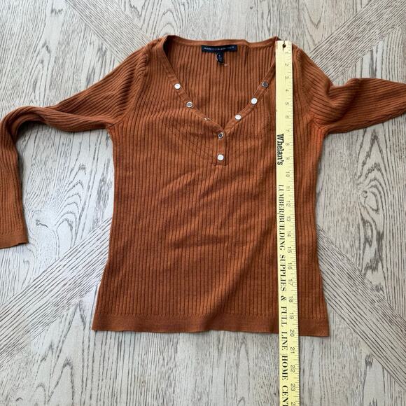 White House Black Market Rust‎ Brown V-Neck Sweater Small - Picture 8 of 9